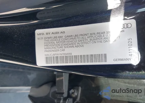 2022 Audi E-Tron Gt Premium Plus Quattro from USA, damaged, VIN WAUCJBFW1N7004555